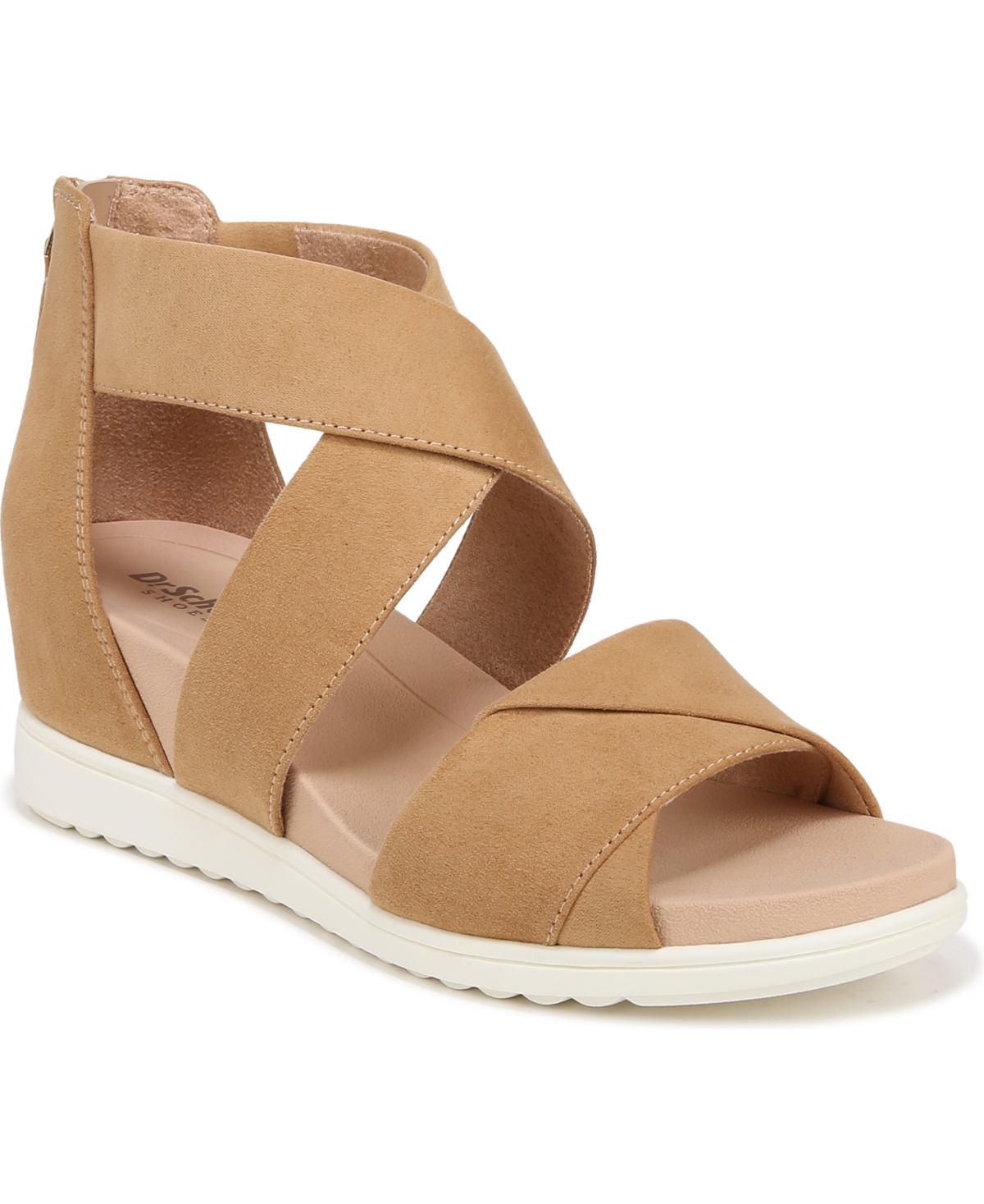 Dr. Scholl's Women's Golden Hour Ankle Strap Wedge Sandals In Tan Microfiber