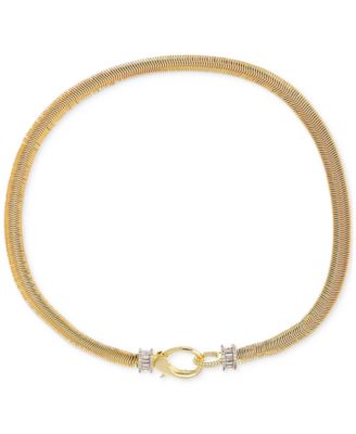 by Adina Eden - 14k Gold-Plated Baguette Cubic Zirconia Snake Chain 16" Collar Necklace