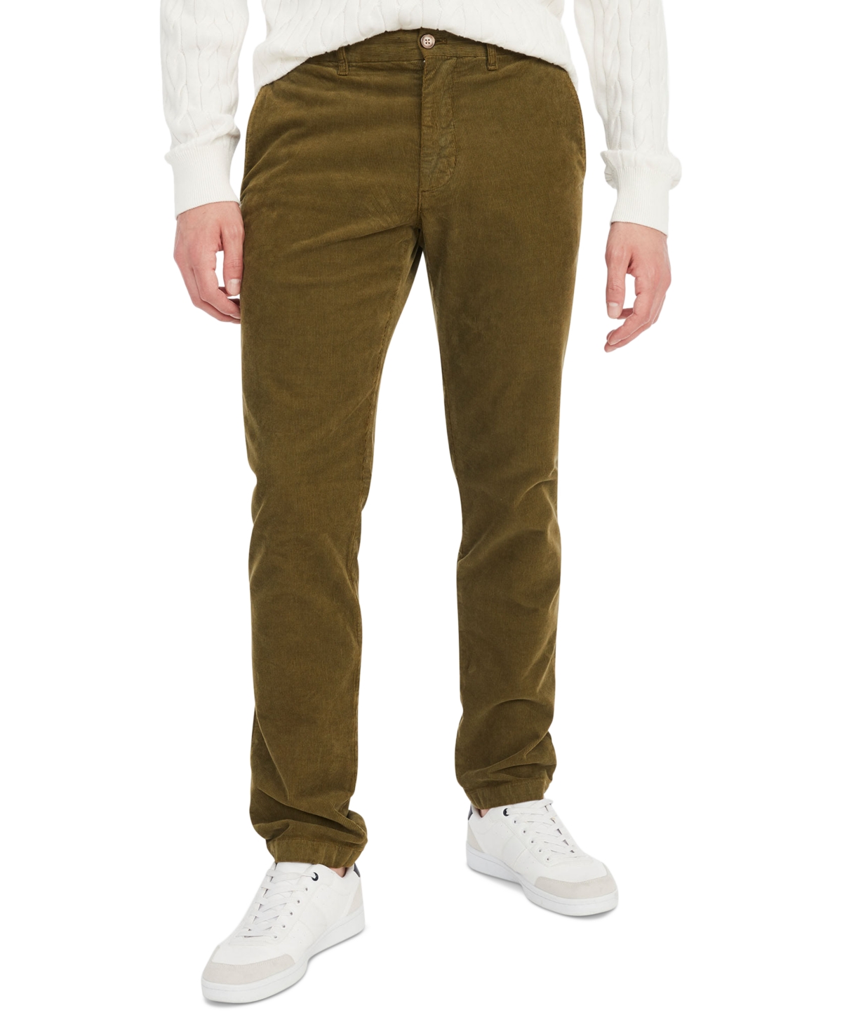 Shop Tommy Hilfiger Men's Denton Slim Straight-fit Corduroy Chino Pants In Desert Khaki