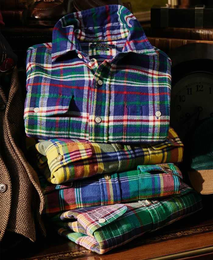 Ralph Lauren POLO by Ralph Lauren COWBOY WORKSHIRT Long sleeve heavy flannel check shirt Men's XXL cotton navy blue type Vintage Second Hand