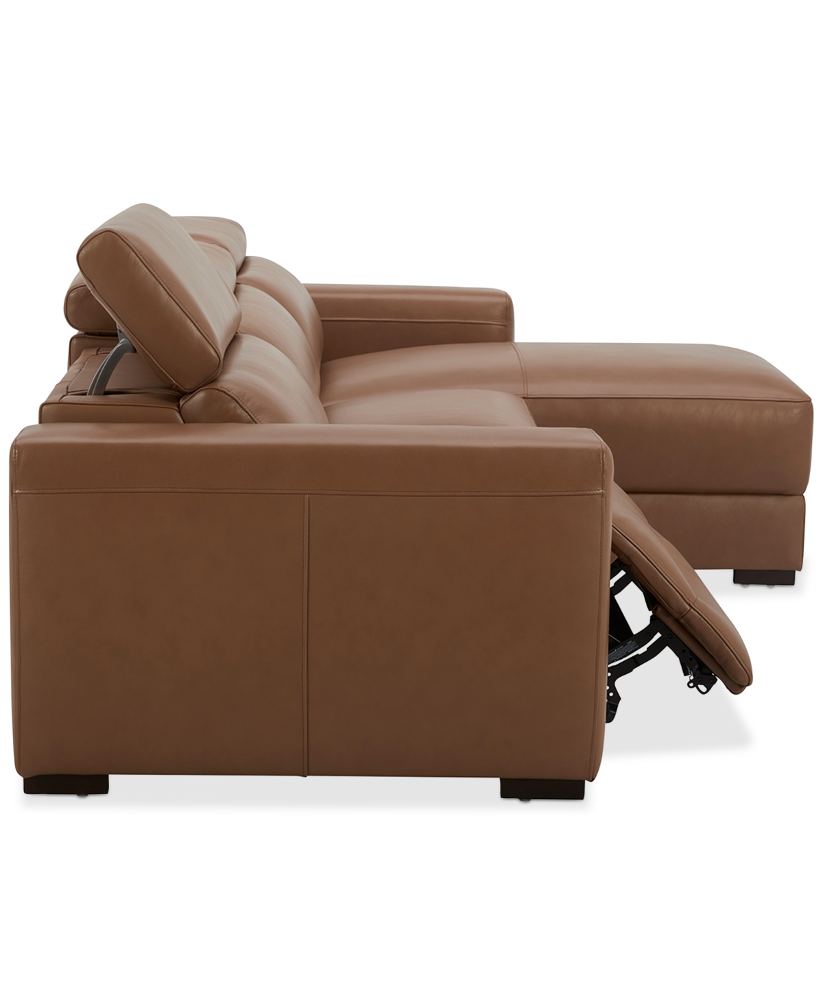 Nevio 3-Pc. Leather Sectional with 1 Power Recliner, Headrests and Chaise, Created For Macy's
