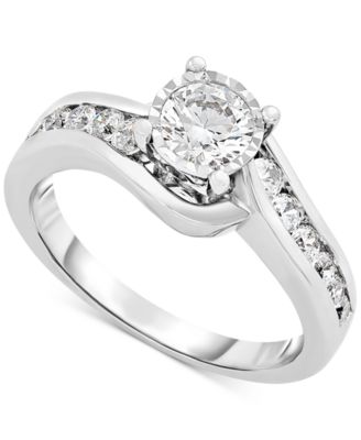 Macy's - Diamond Swirl Channel-Set Engagement Ring (1 ct. t.w.) in 14k White Gold