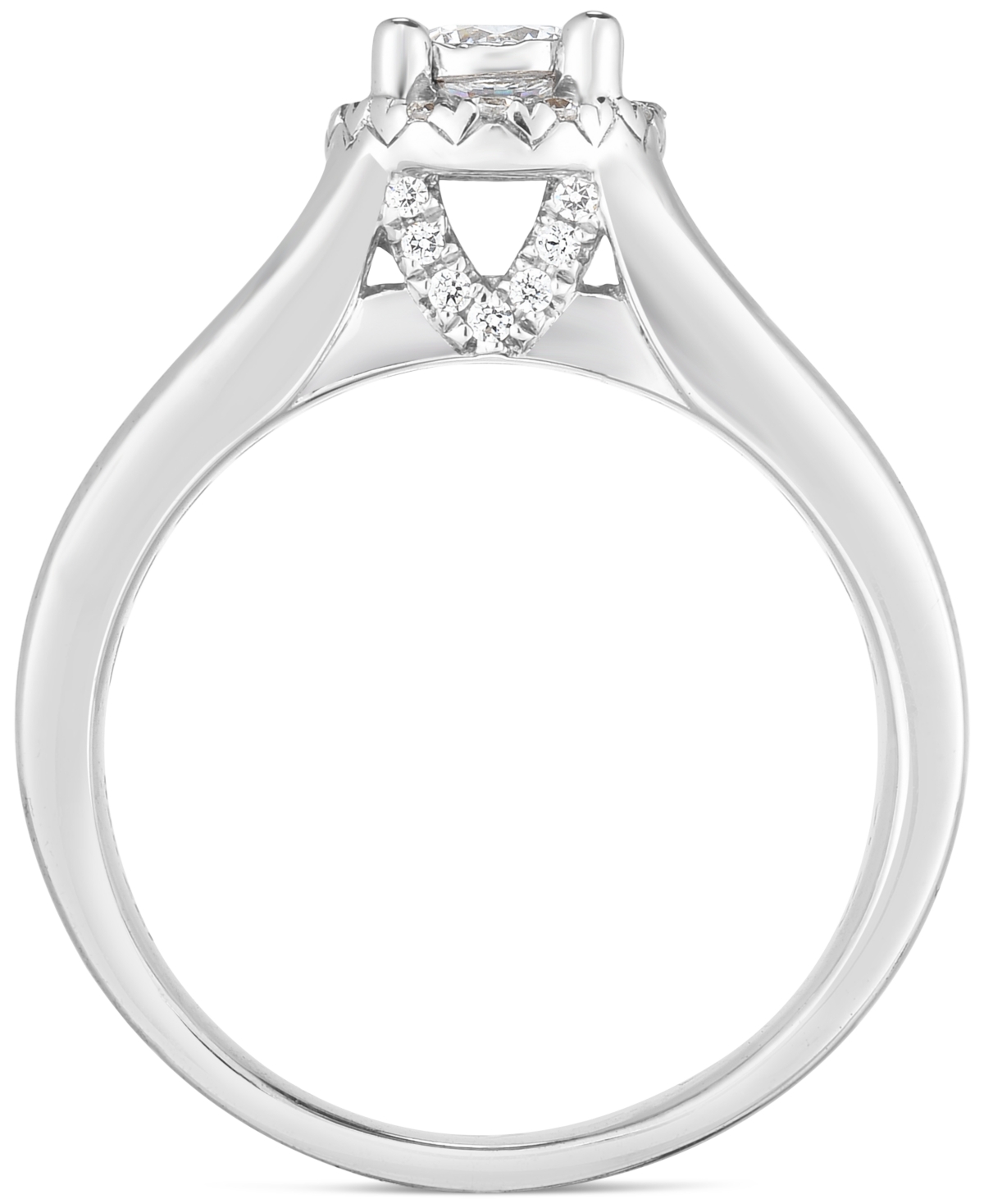 Macy's Diamond Halo Cathedral Engagement Ring (1 Ct. T.w.) In 14k White Gold In White Gold