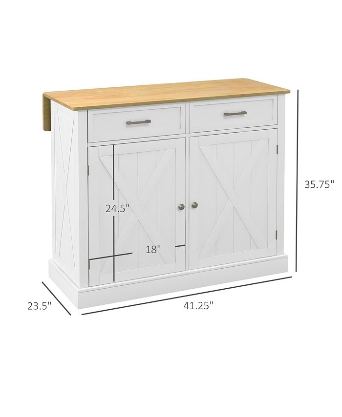 Kitchen Island with Drop Leaf Kitchen Cart, White Macy's
