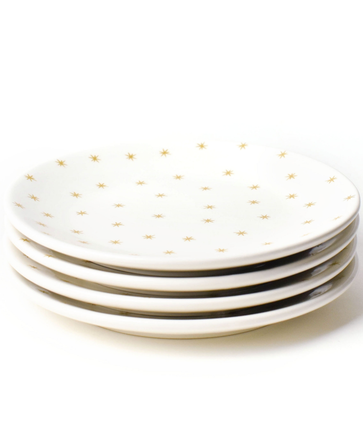 Gold-Tone Star Salad Plate Set of 4, Service for 4 - White