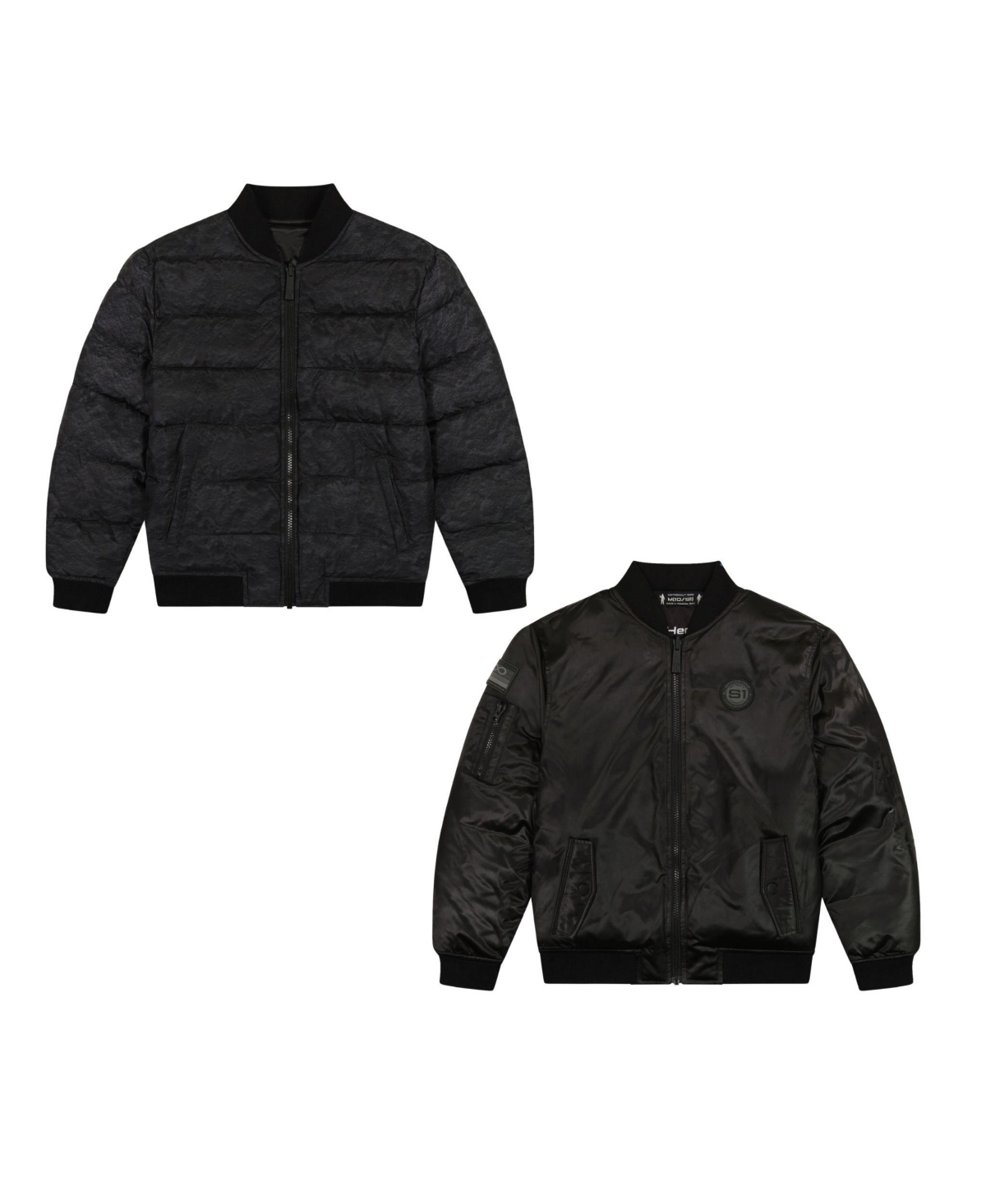 Space One Kids' Little Boys Reversible Bomber Jacket In Black Space