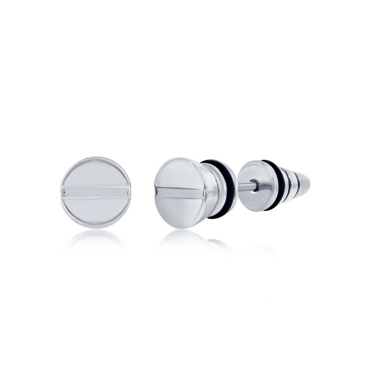 Stainless Steel 8mm Screw Design Stud Earrings - Black