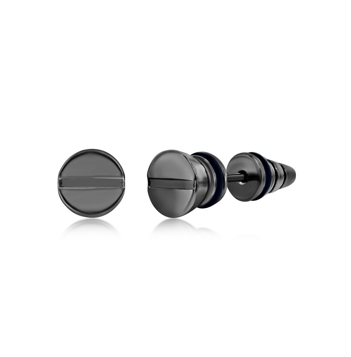 Stainless Steel 8mm Screw Design Stud Earrings - Black