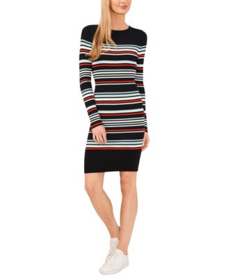 CeCe - Women's Striped Rib-Knit Sweater Dress