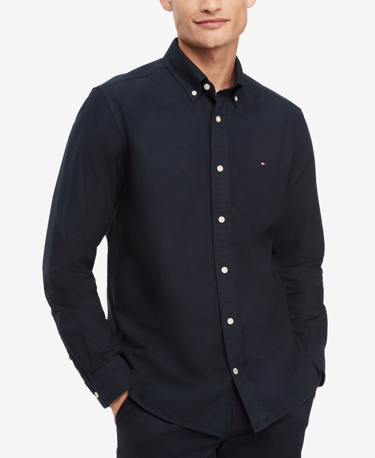 Tommy Hilfiger Men's Custom Fit New England Solid Oxford Shirt In Hillside G