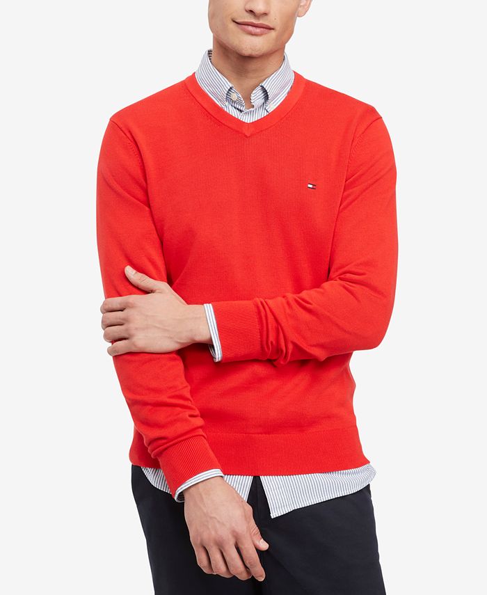 Tommy Hilfiger Men's Essential Solid V-Neck Sweater - Macy's
