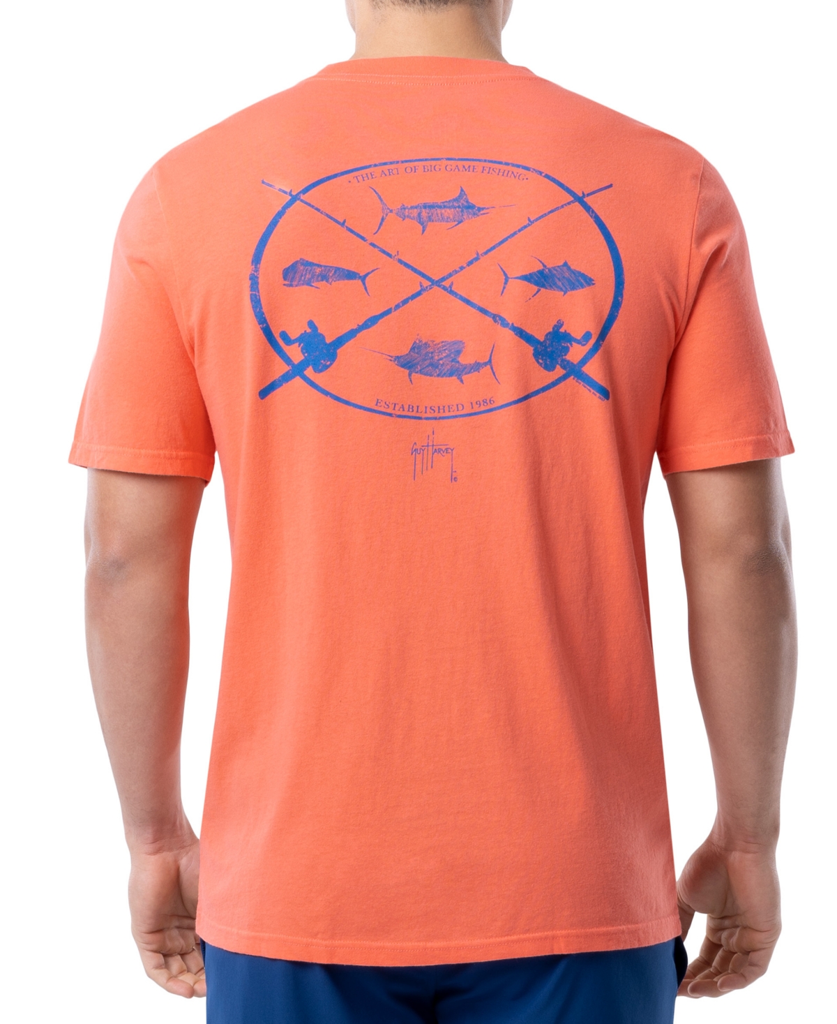 Shop Guy Harvey Men's Art Of Big Game Fishing Logo Graphic T-shirt In Living Coral