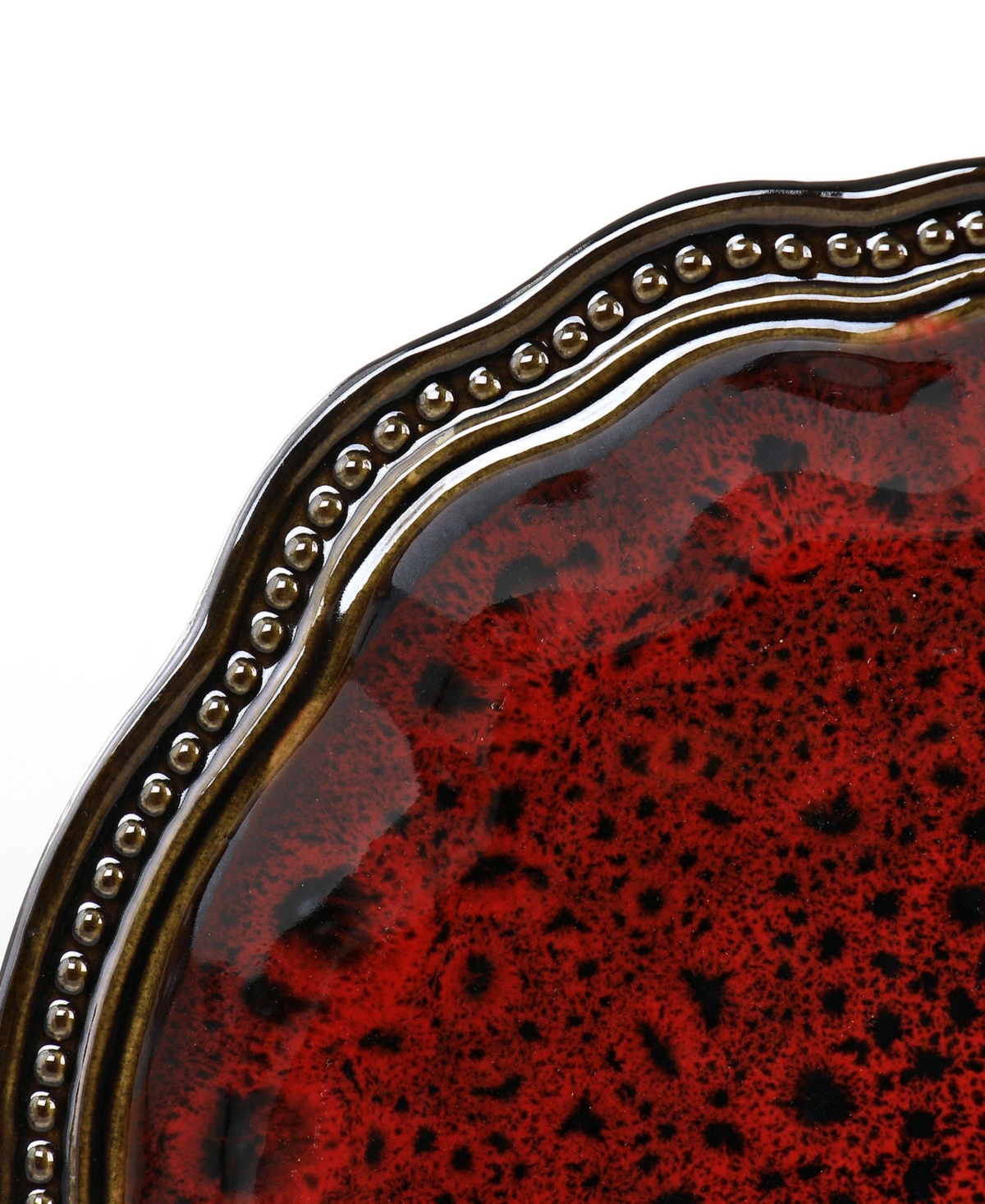 Elama Regency 6 Piece Stoneware Dinner Plate Set, Service For 6 In Red