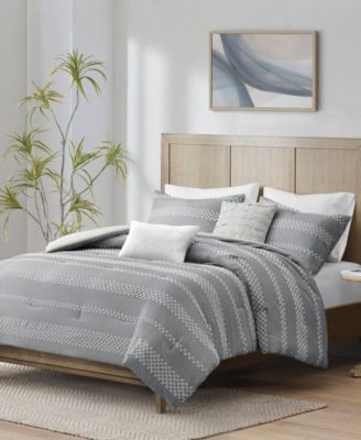 Drew 5-Pc. Clipped Jacquard Comforter Set