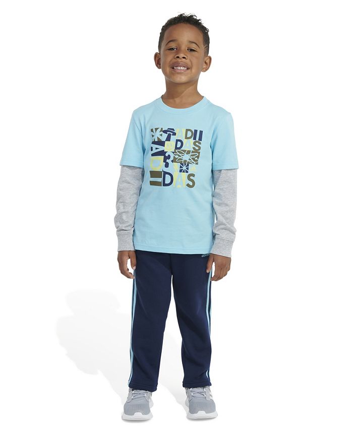 adidas Toddler Boys Layered Cotton T shirt and Fleece Pants Set 2