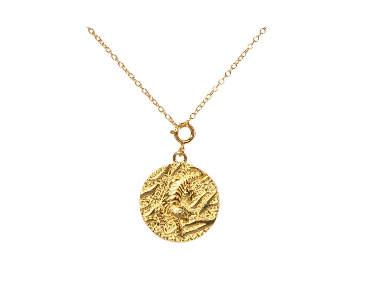 Women's 14K Gold Plated Tiger Coin Necklace - Gold