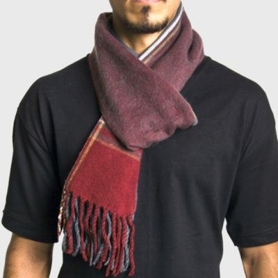 Men's Scarf Soft Knit Winter Scarves Plaid Striped or Solid Neck Covering Long Warm Stylish