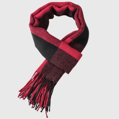 Men's Scarf Soft Knit Winter Scarves Plaid Striped or Solid Neck Covering Long Warm Stylish