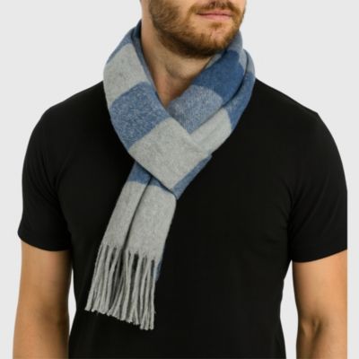 Men's Scarf Soft Knit Winter Scarves Plaid Striped or Solid Neck Covering Long Warm Stylish