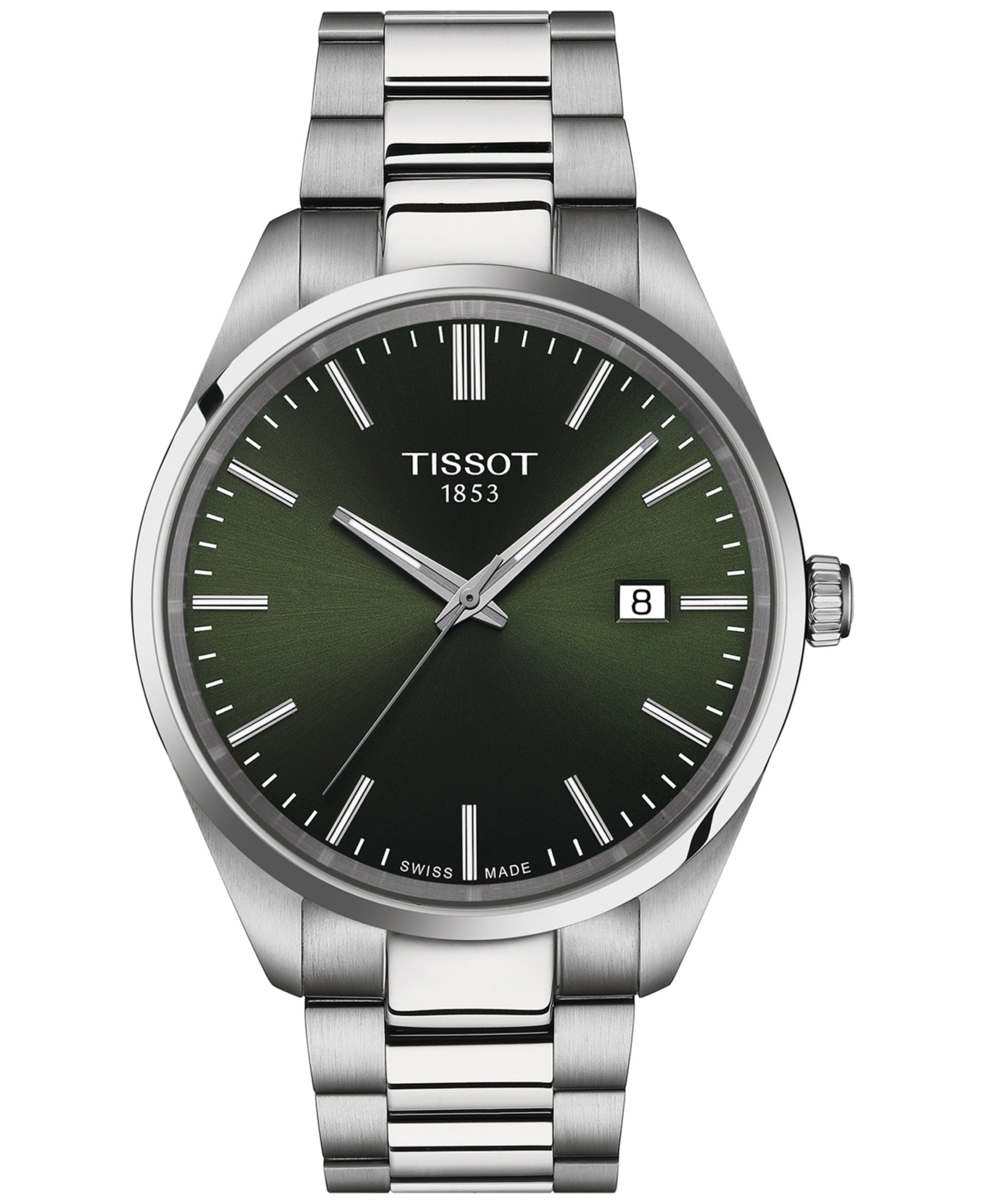 Shop Tissot Men's Swiss Pr 100 Stainless Steel Bracelet Watch 40mm In Green