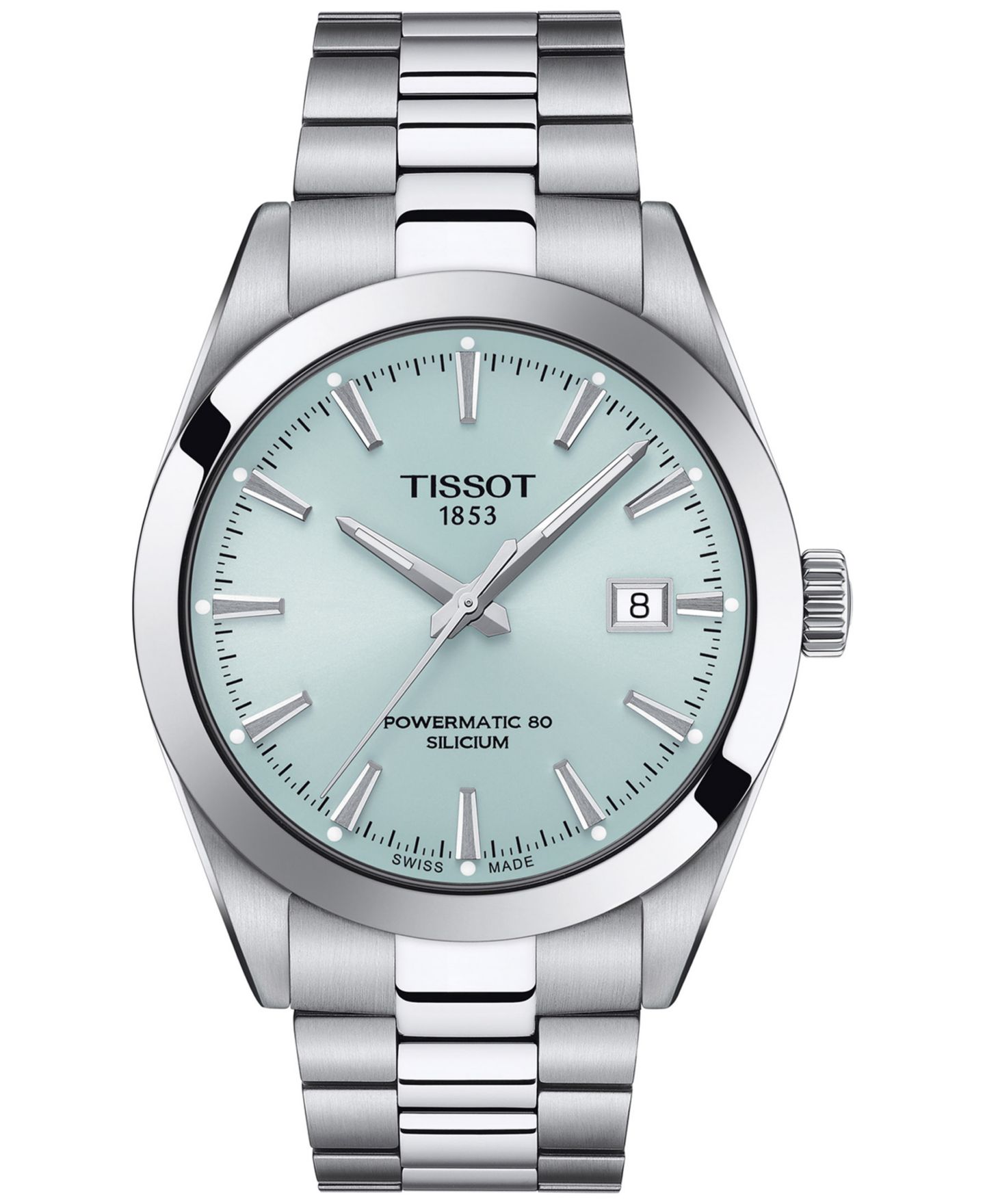 Мужские часы Tissot Automatic Gentleman Powermatic 80 Silicium на стальном браслете, 40 мм — фото 1