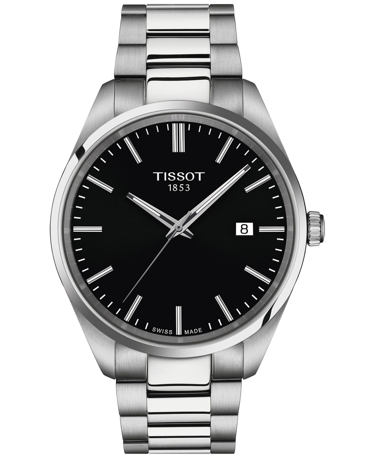 Shop Tissot Men's Swiss Pr 100 Stainless Steel Bracelet Watch 40mm In Black