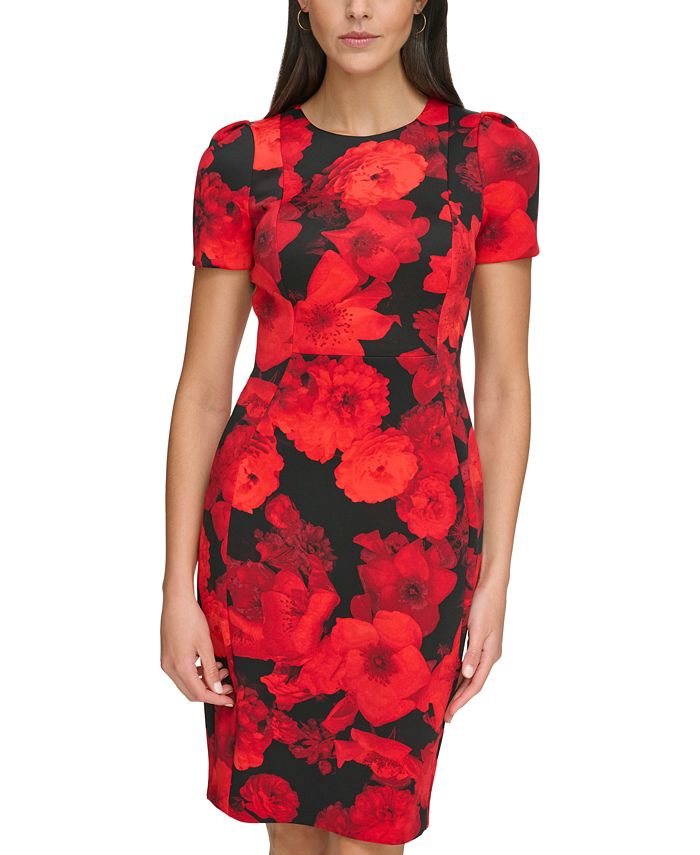 Calvin Klein Women's Floral-Print Sheath Dress - Macy's