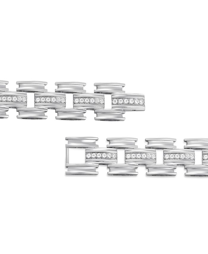 Macy's Men's Diamond Open Link Bracelet (1 ct. t.w.) in Sterling Silver