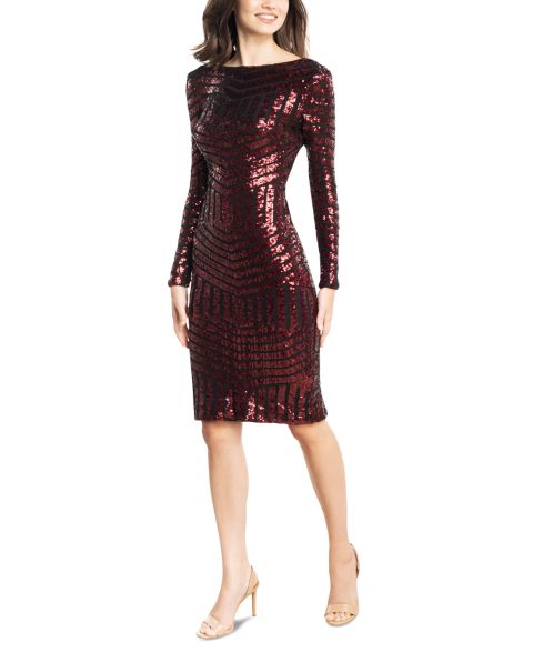 Женское платье Dress the Population Emery Sequined Bodycon, цвет: Чёрный / Ягодный