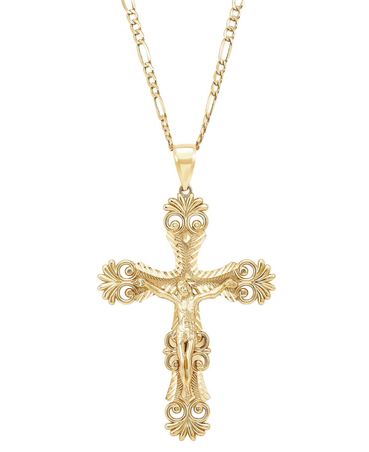 Macy's Men's Ornately-finished Crucifix 22" Pendant Necklace In 10k Gold In Yellow Gold