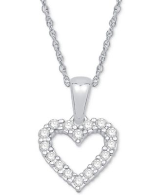 Macy's - Diamond Heart Pendant Necklace in 14k White Gold (1/10 ct. t.w.)