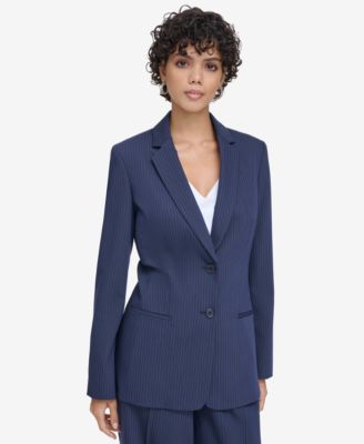 Calvin Klein Women s Pinstriped Two Button Blazer Macy s