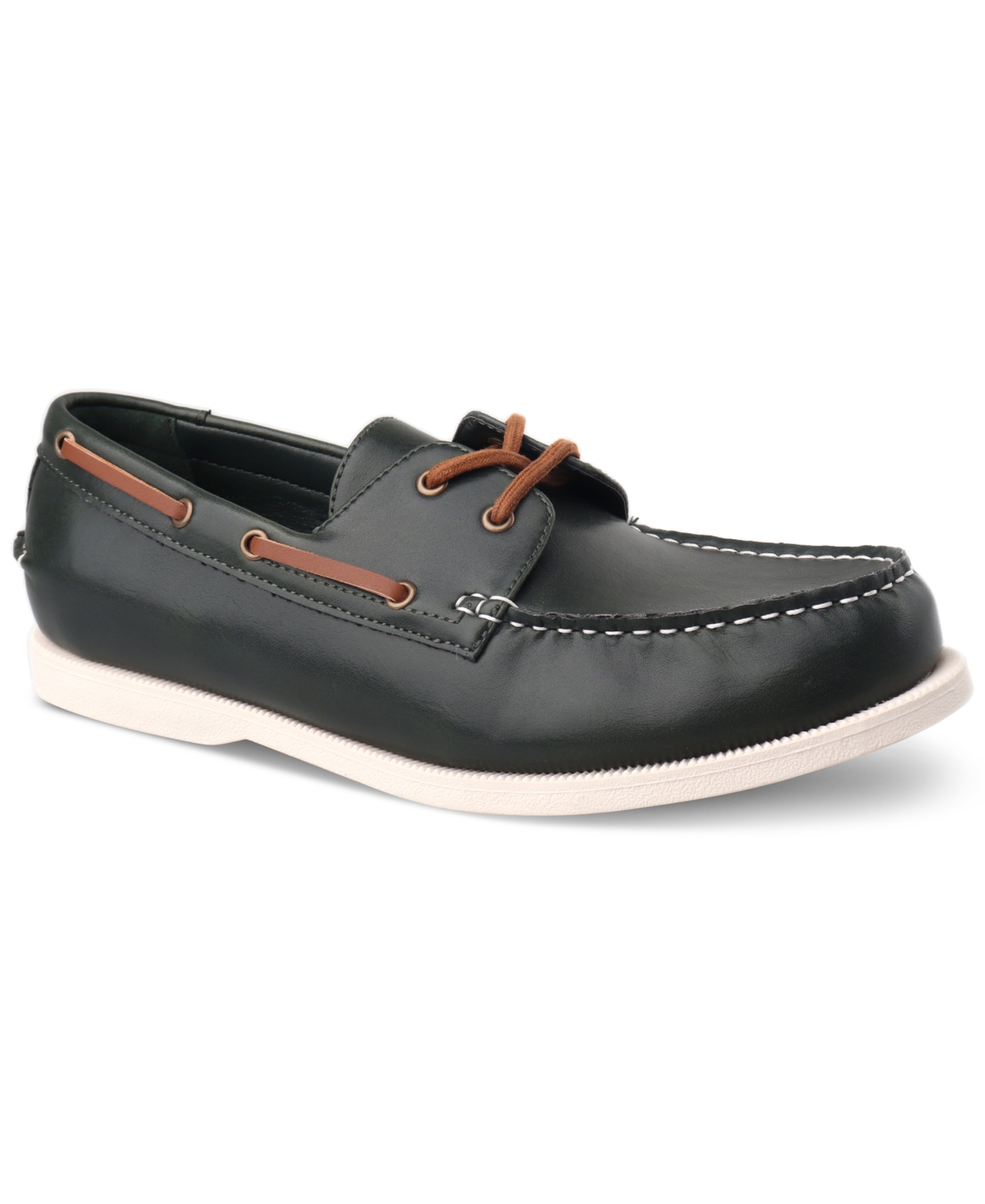 Shop Club Room Men's Elliot Boat Shoes, Created For Macy's In Dark Green