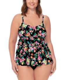 Island Escape Women's Underwire Tankini Top Swimsuit Multi Color Size 10  NWT!