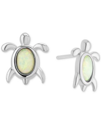 Macy's - Simulated Opal Turtle Stud Earrings in Sterling Silver