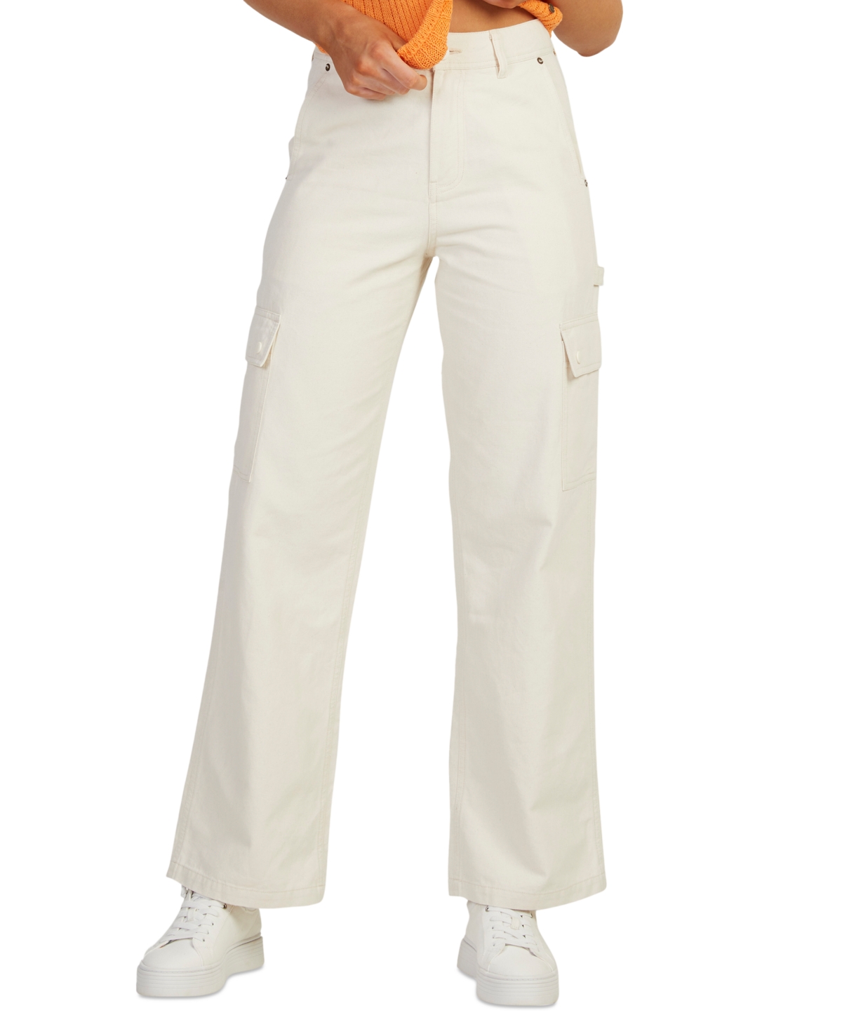 Shop Roxy Juniors' Lefty Mid Rise Cargo Pants In Natural