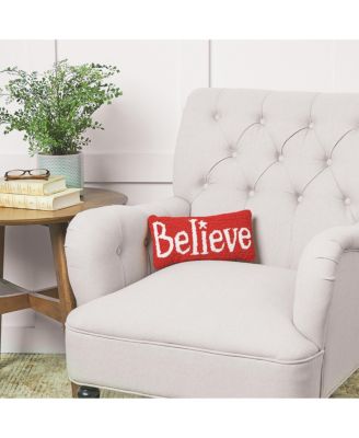 Christmas "Believe" Small/Petite Hooked Accent Pillow, 6" x 12"