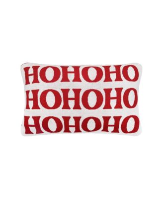 Ho Ho Ho Reversible Knitted Christmas Throw Pillow, 14" x 22"