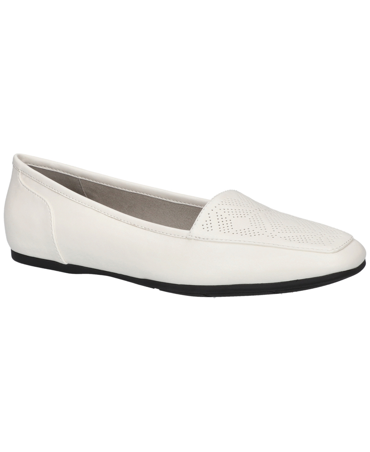 Shop Easy Street Women's Thrill Perf Square Toe Flats In White