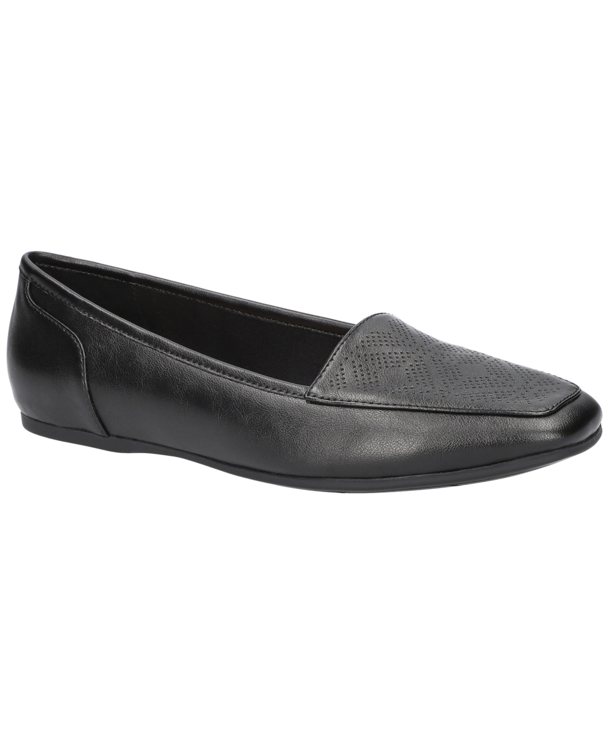 Easy Street Women's Thrill Perf Square Toe Flats In Black
