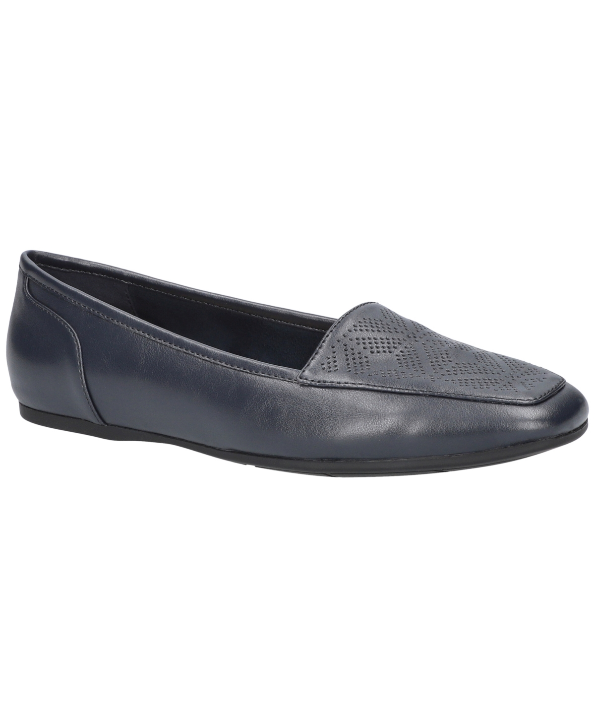 Easy Street Women's Thrill Perf Square Toe Flats In Navy