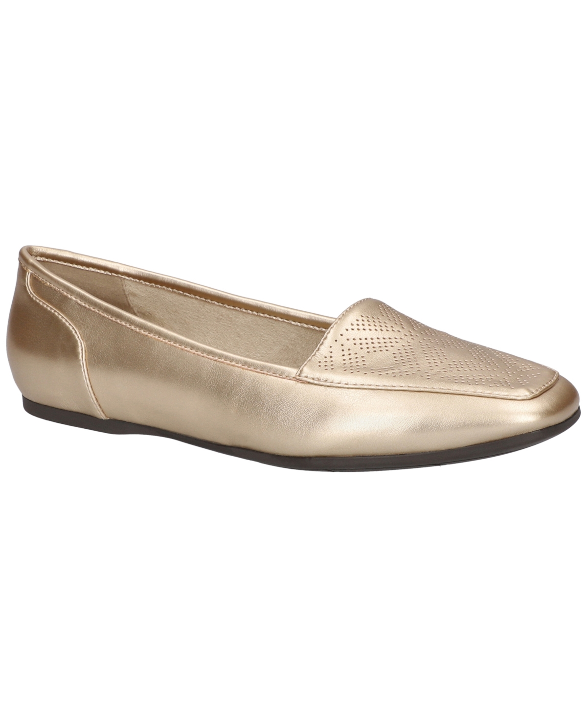 Shop Easy Street Women's Thrill Perf Square Toe Flats In Champagne