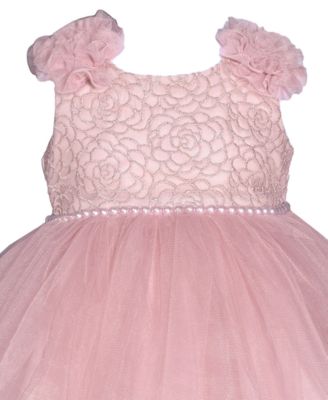 Baby Girls Sleeveless Embroidered Bodice Dress with Mesh Skirt