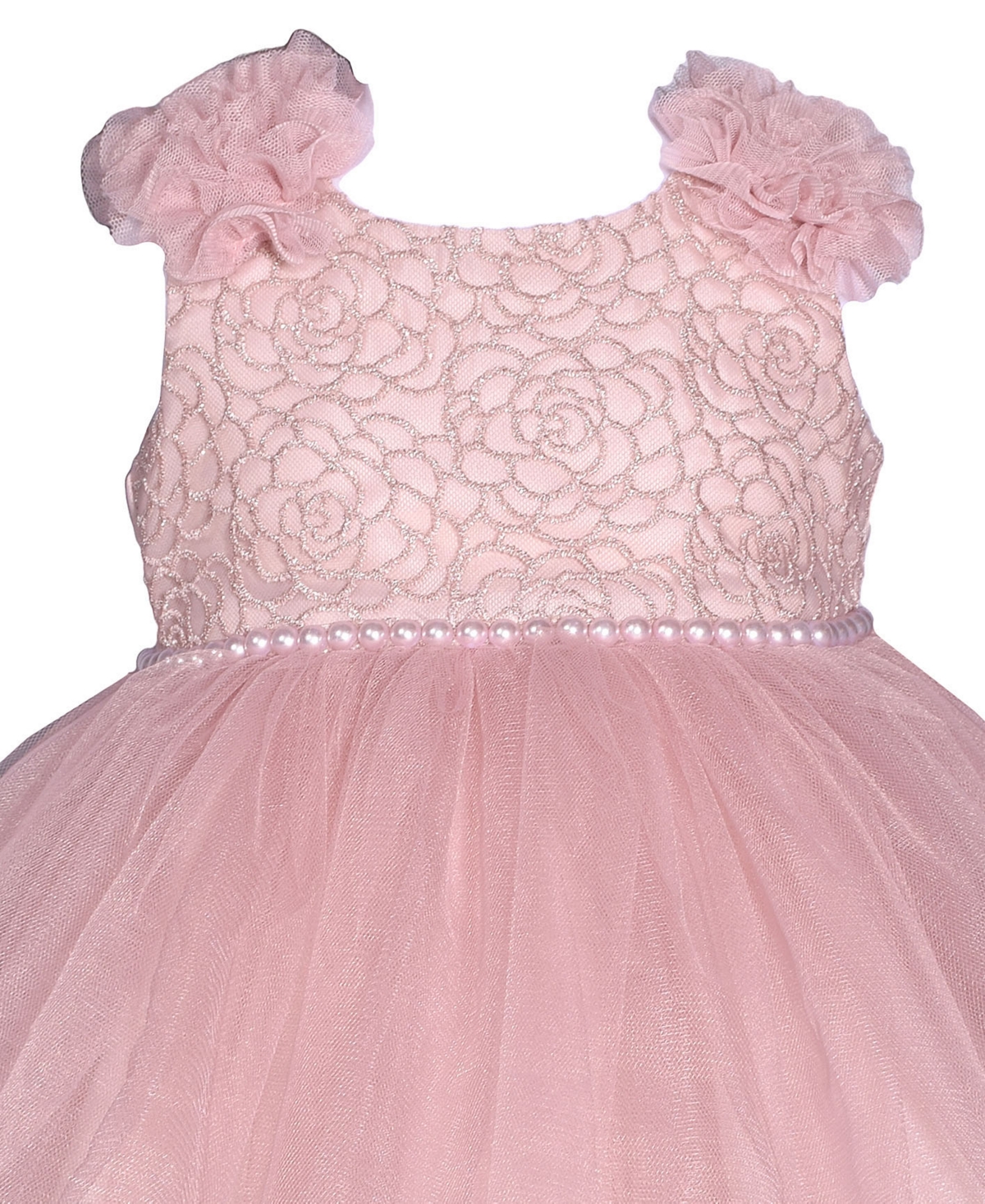 Bonnie Baby Baby Girls Sleeveless Embroidered Bodice Dress With Mesh Skirt In Blush