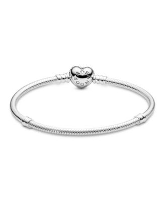 Moments Cubic Zirconia Pave Heart Clasp Snake Chain Bracelet