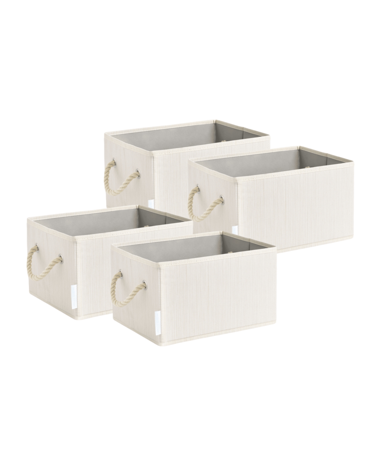 Wethinkstorage 11 Litre Collapsible Fabric Storage Bins With Cotton Rope Handles, Set Of 4 In Ivory
