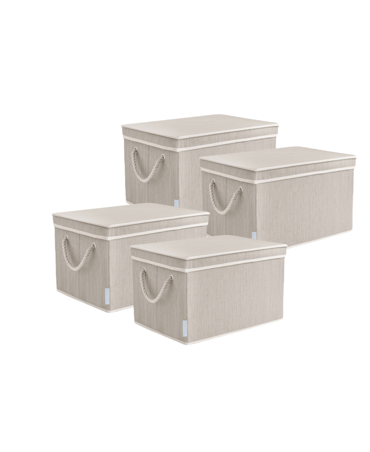 Wethinkstorage 34 Litre Collapsible Fabric Storage Bins With Lids And Cotton Rope Handles, Set Of 4 In Clay