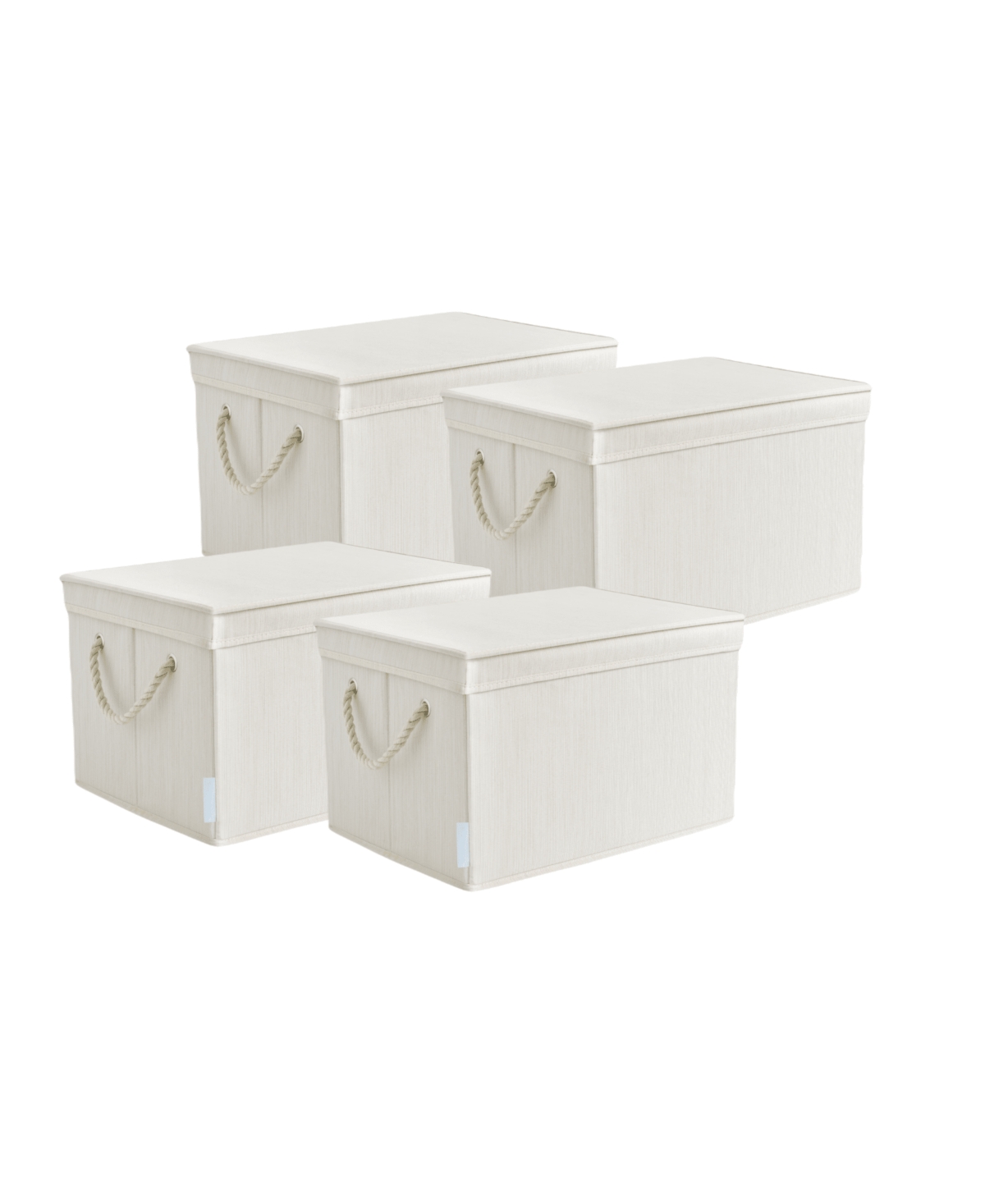 Wethinkstorage 34 Litre Collapsible Fabric Storage Bins With Lids And Cotton Rope Handles, Set Of 4 In Ivory