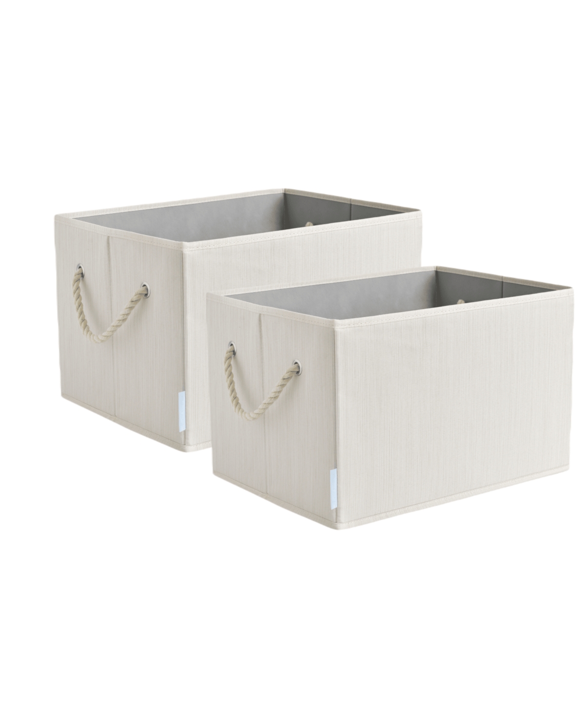 Wethinkstorage 34 Litre Collapsible Fabric Storage Bins With Cotton Rope Handles, Set Of 2 In Ivory