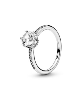 Cubic Zirconia Moments Clear Sparkling Crown Solitaire Ring